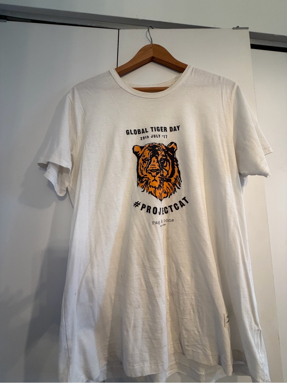 rag & bone White Graphic 'Global Tiger Day' Tee with Orange Tiger Print